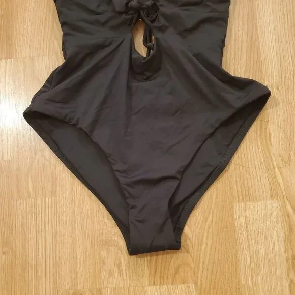NEW! BECCA Double Tie Front One-piece Swimsuit size Small in Black